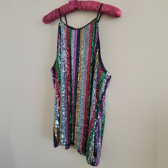 4/$15 SALE INC International Concepts | Sequin Sexy Tank Top Blouse Large NWOT - Picture 2 of 8